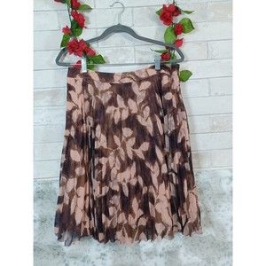 The Limited Brown Peach Print Pleated Skirt Size M New